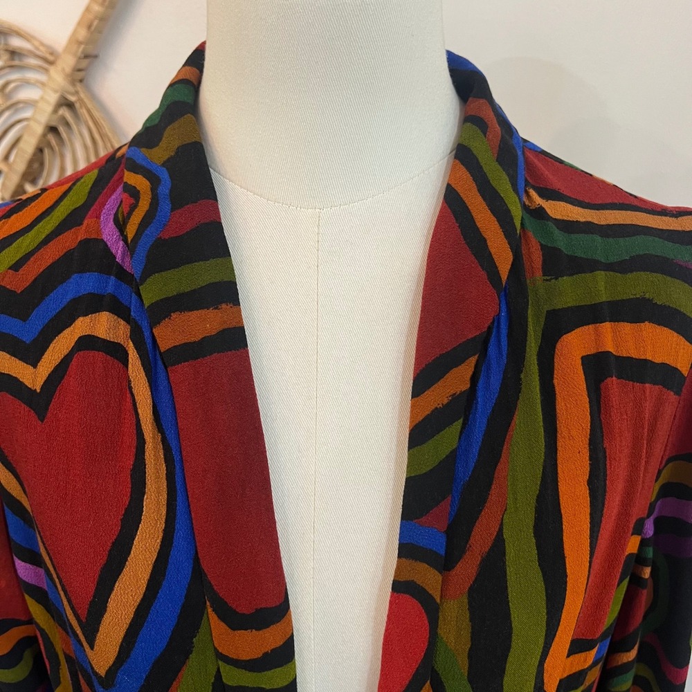 Farm Rio Multicolor Viscose Maxi Dress Rainbow Wild Hearts Size L - Picture 3 of 12